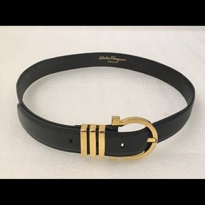 Vintage Salvatore Ferragamo Belt Italy NavyLeather